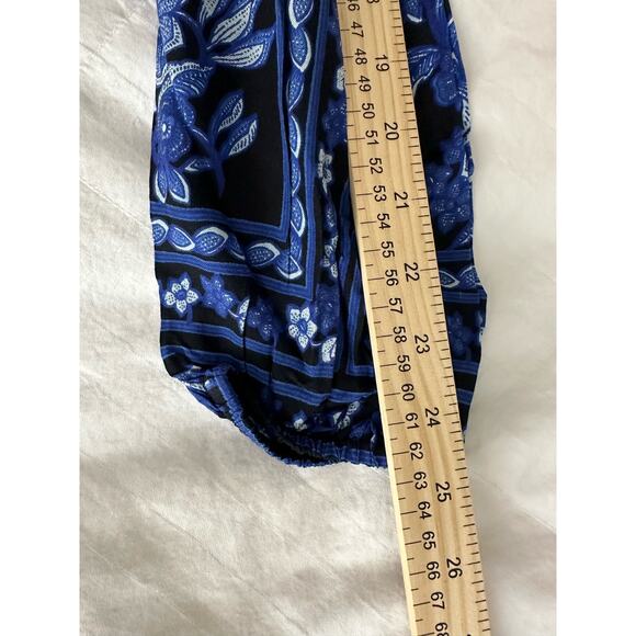 Band Of  Gypsies Blue Floral Long Sleeve Dress - Picture 6 of 7